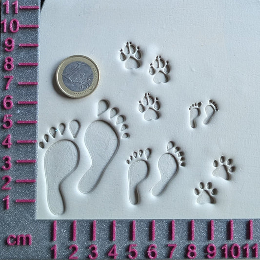 Stempel Fußabdruck Mensch - Pfote Hund Katze