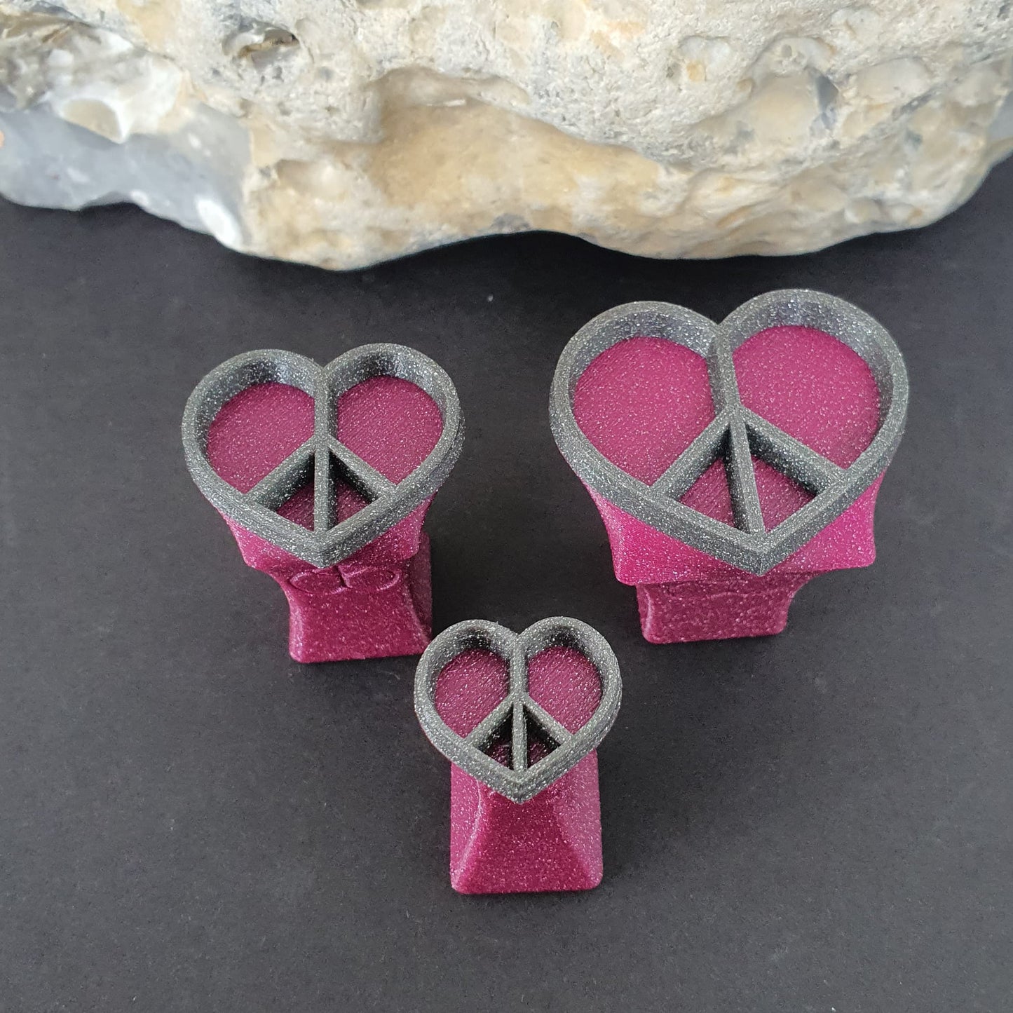 Stempelset 3er Peace Herz