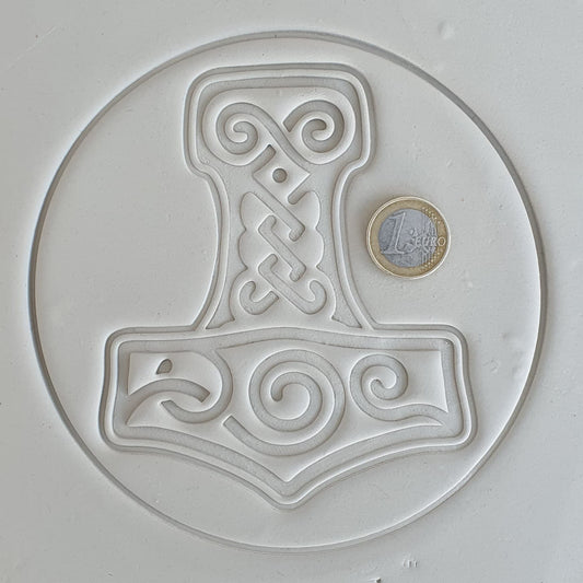 Plaque de timbre Marteau de Mjölnir Thor dans un cercle