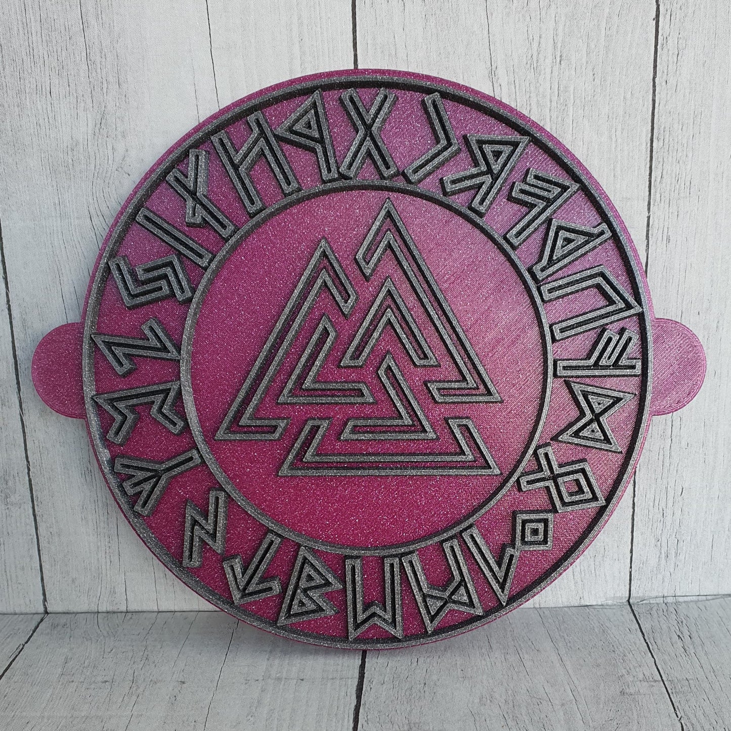 Stempelplatte Valknut / Odinsknoten mit Runenkranz Outline