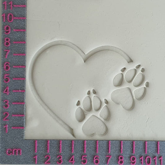 Stamp plate heart - dog paws