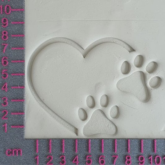 Stamp plate heart - cat paws