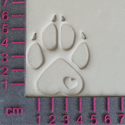 Plaque à tampons - patte de chien avec coeur