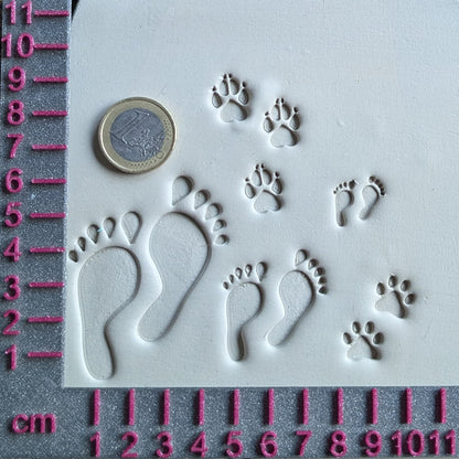 Stempel Fußabdruck Mensch - Pfote Hund Katze