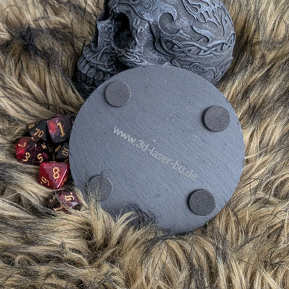 Schieferuntersetzer Pen & Paper - Drache, Schwert, W20