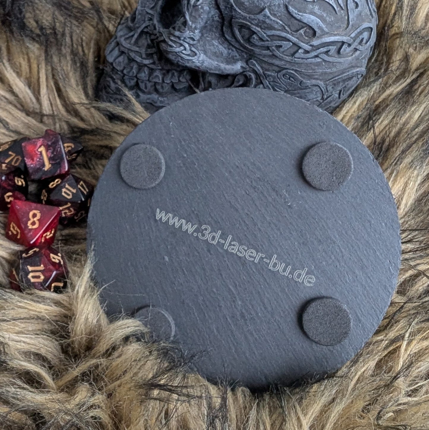 Schieferuntersetzer Pen & Paper - Drache, Schwert, W20, Roll for initiative