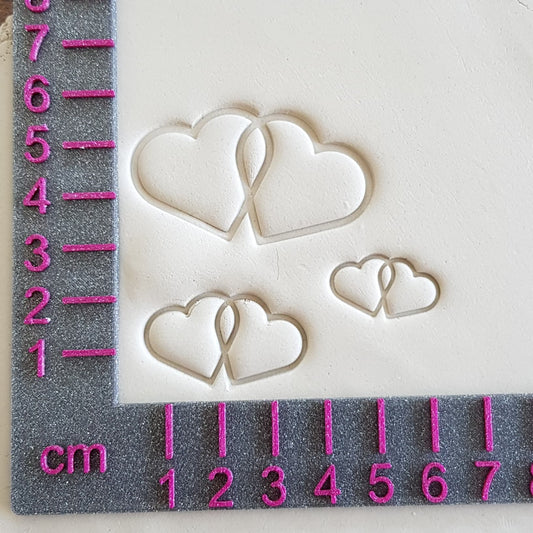 Stamp set double heart set of 3