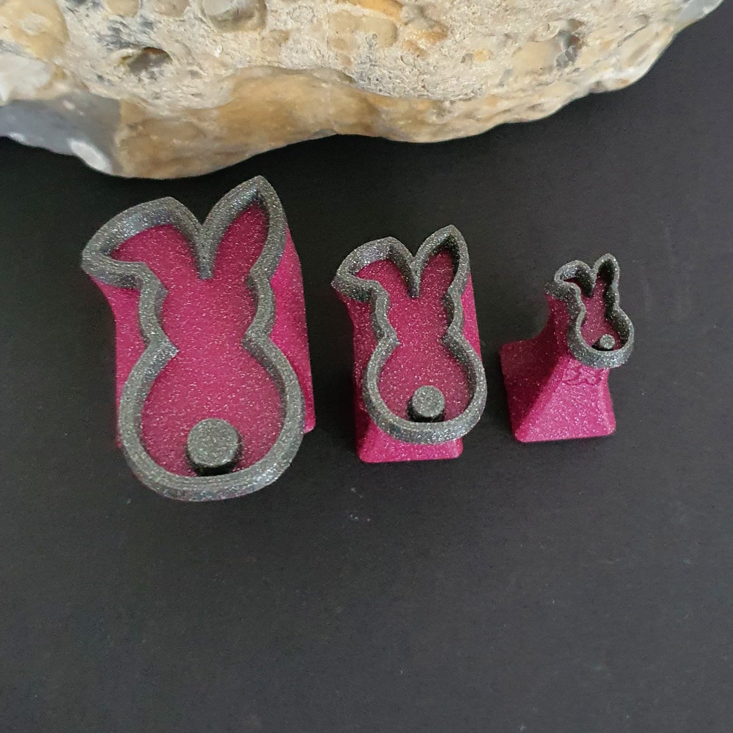 Set of 3 Bent Eared Bunny Rear Outline Stamp Set