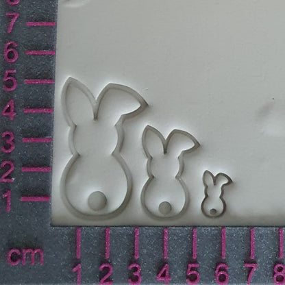 Set of 3 Bent Eared Bunny Rear Outline Stamp Set