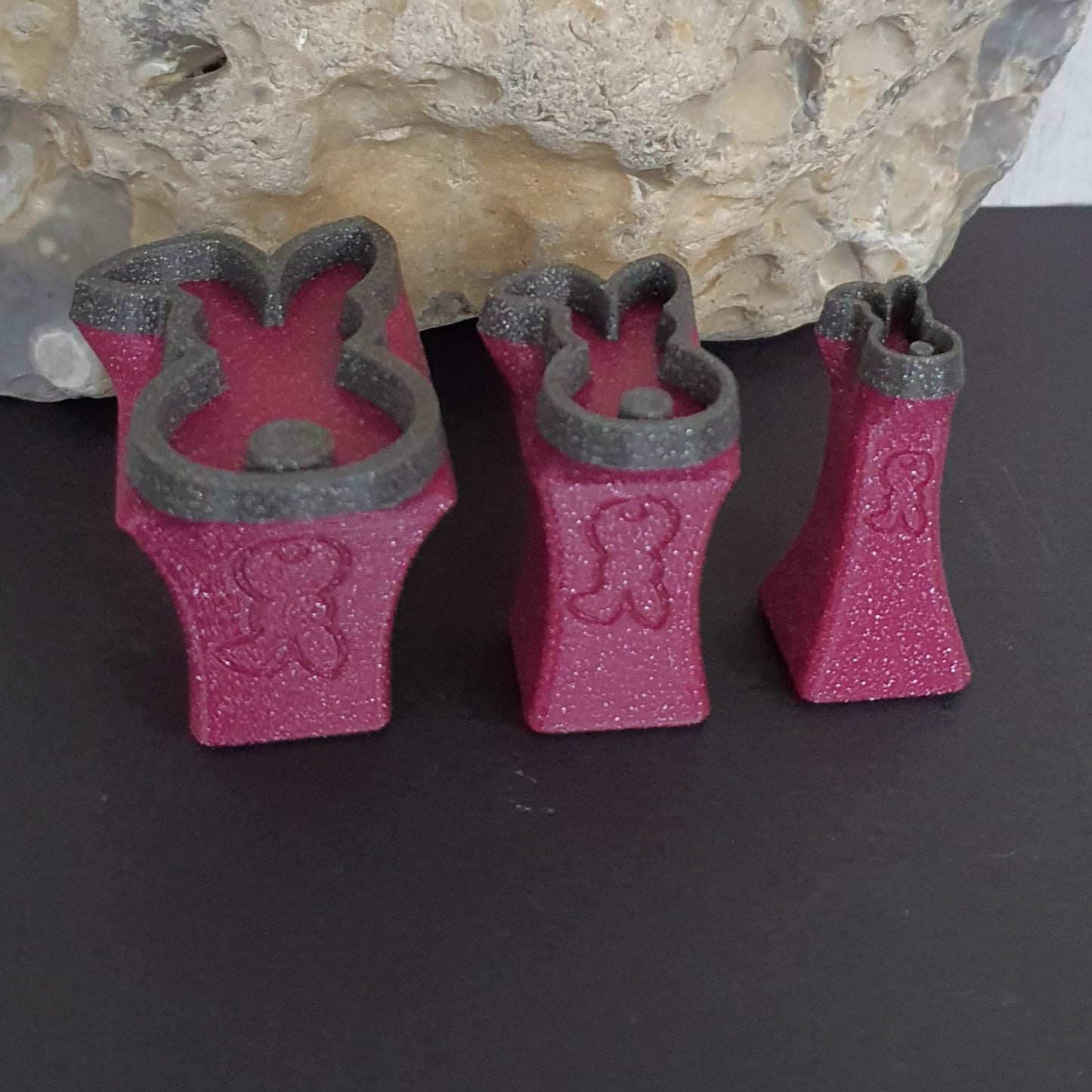 Set of 3 Bent Eared Bunny Rear Outline Stamp Set