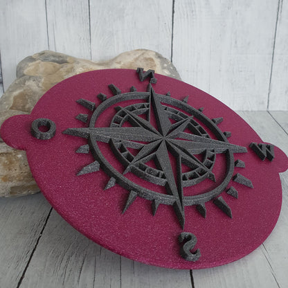 Stamp plate compass wind rose