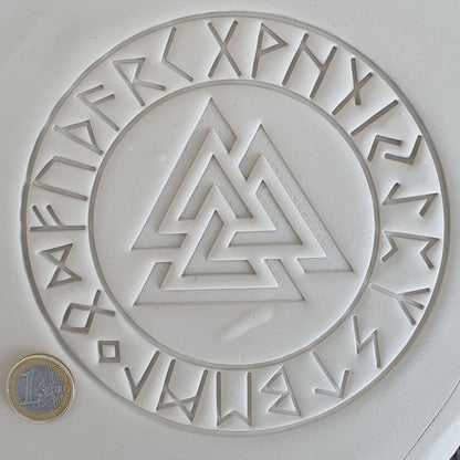 Plaque de timbre Valknut / Noeud d'Odin avec couronne runique