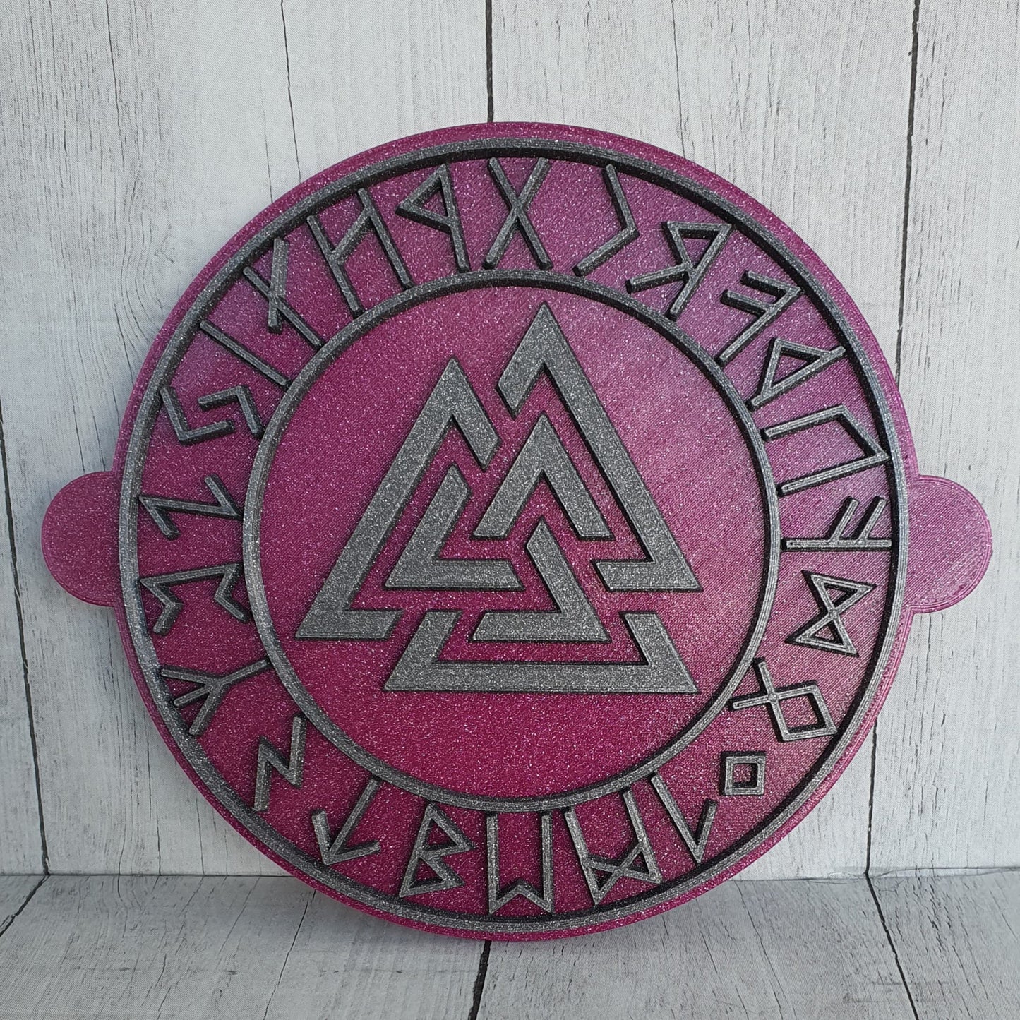 Stempelplatte Valknut / Odinsknoten mit Runenkranz