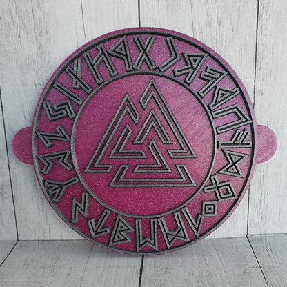 Stempelplatte Valknut / Odinsknoten mit Runenkranz Outline