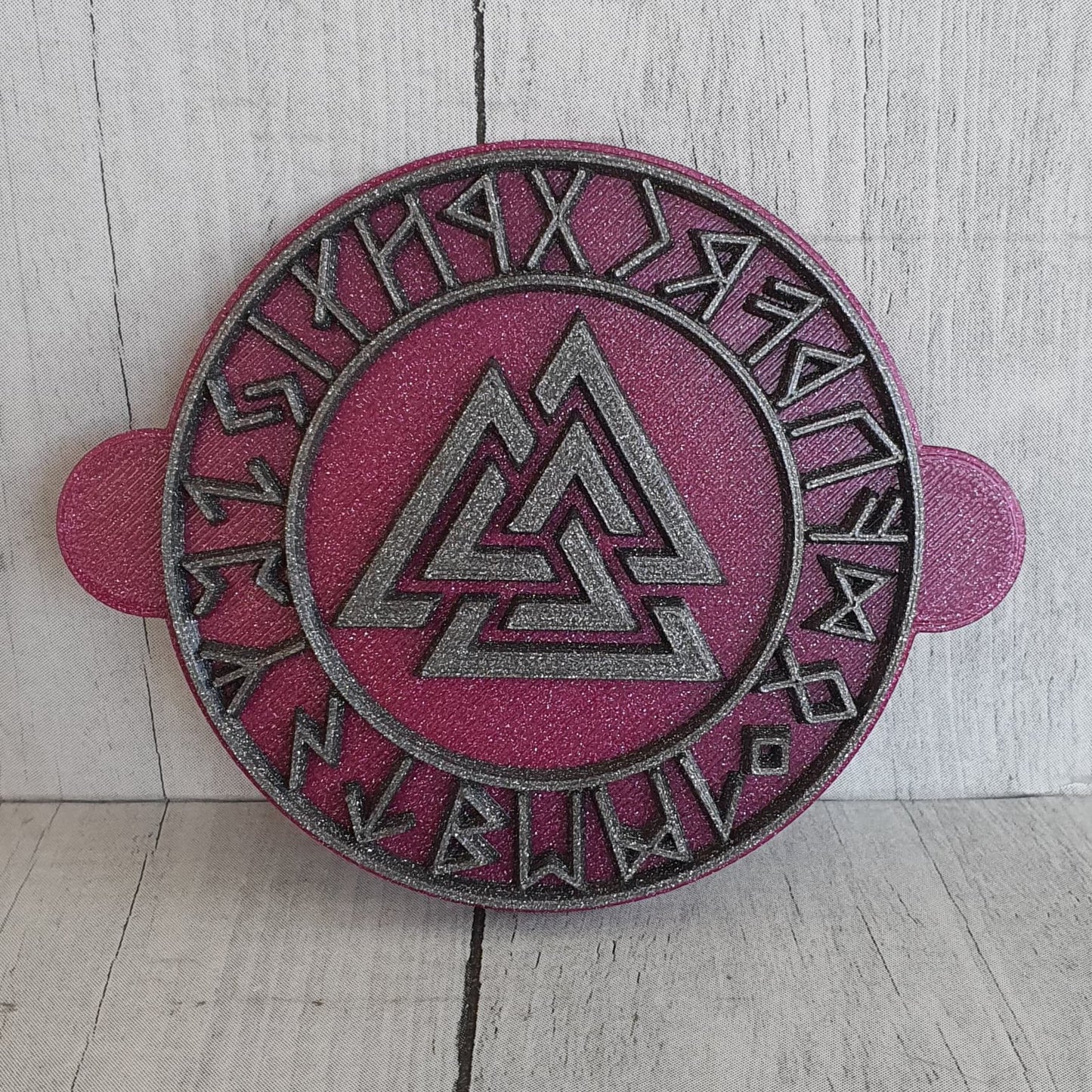 Plaque de timbre Valknut / Noeud d'Odin avec couronne runique